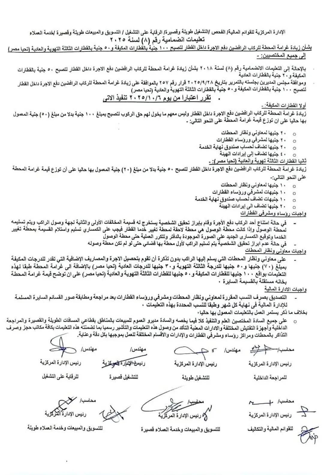 قرار غرامات ركوب القطارات